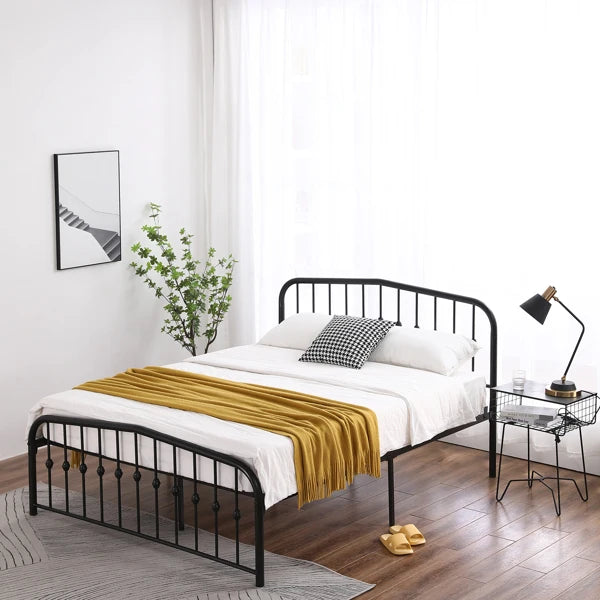 Curved Frame Iron Bed with Decorative Ball Detail