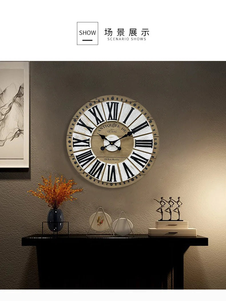 Sunburst Antique Style Wall Clock - Quartz Movement with Mute Feature