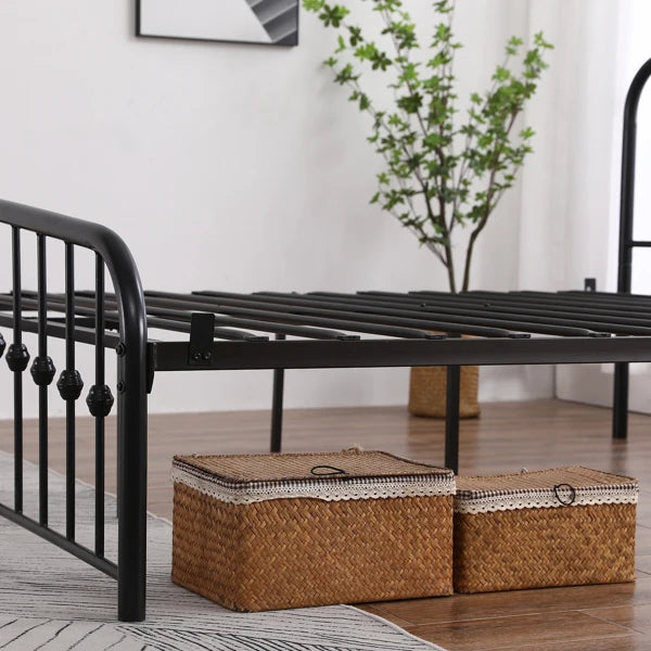 Curved Frame Iron Bed with Decorative Ball Detail