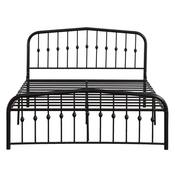 Curved Frame Iron Bed with Decorative Ball Detail