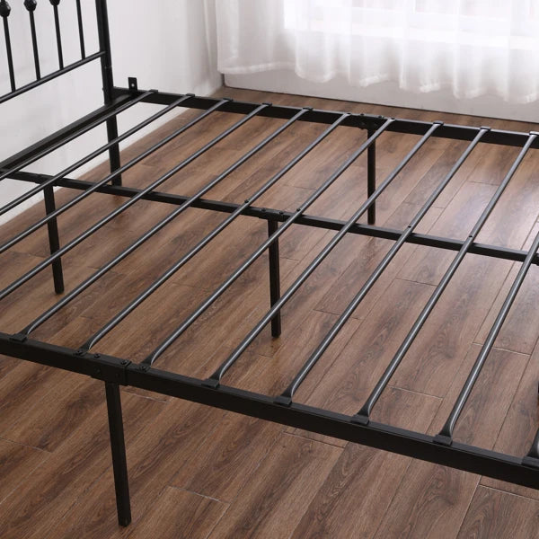 Curved Frame Iron Bed with Decorative Ball Detail