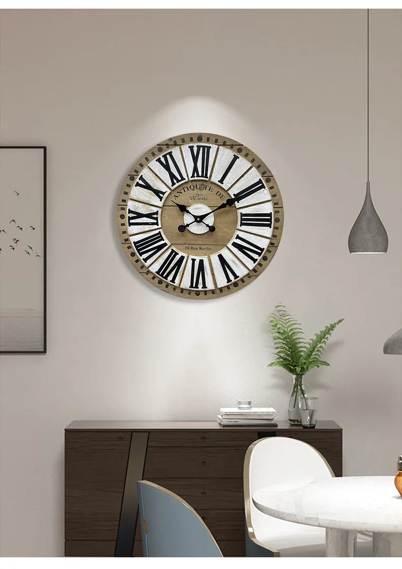 Sunburst Antique Style Wall Clock - Quartz Movement with Mute Feature