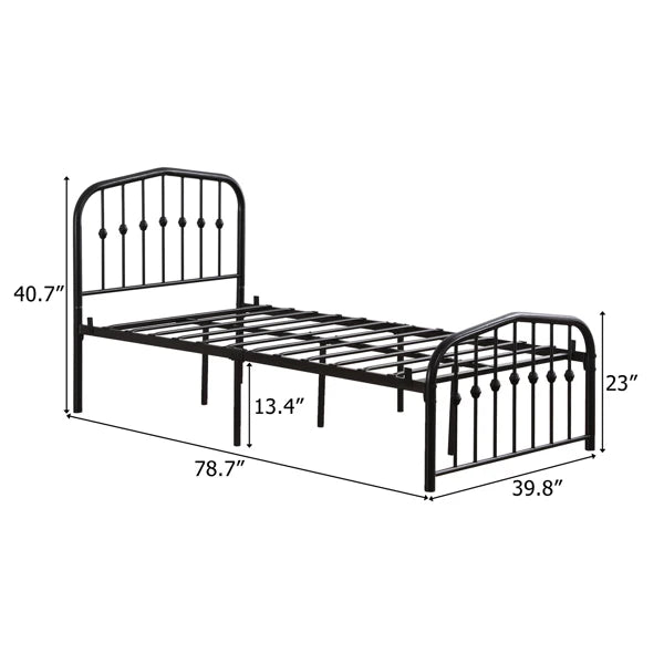 Curved Frame Iron Bed with Decorative Ball Detail