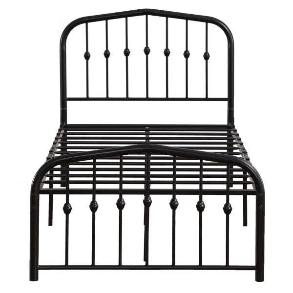 Curved Frame Iron Bed with Decorative Ball Detail