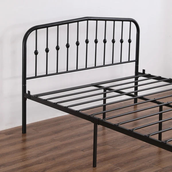 Curved Frame Iron Bed with Decorative Ball Detail