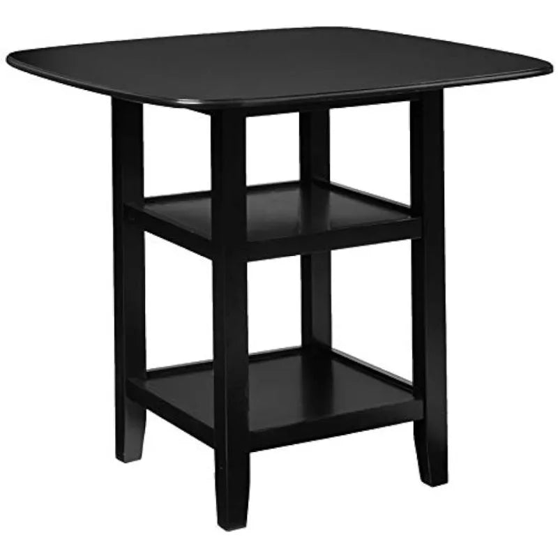 5-Piece Solid Oak Dining Set – Square Dining Table with 4 Chairs, Modern Chinese Style, Black Finish