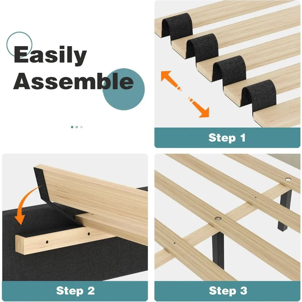 Adjustable Upholstered Bed Frame with Storage - Modern Style