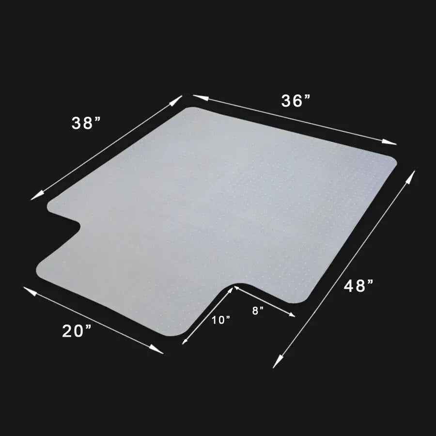 48" x 36" Clear PVC Office Chair Mat – Carpet Protector with Studded Back and Rectangular Lip, Waterproof
