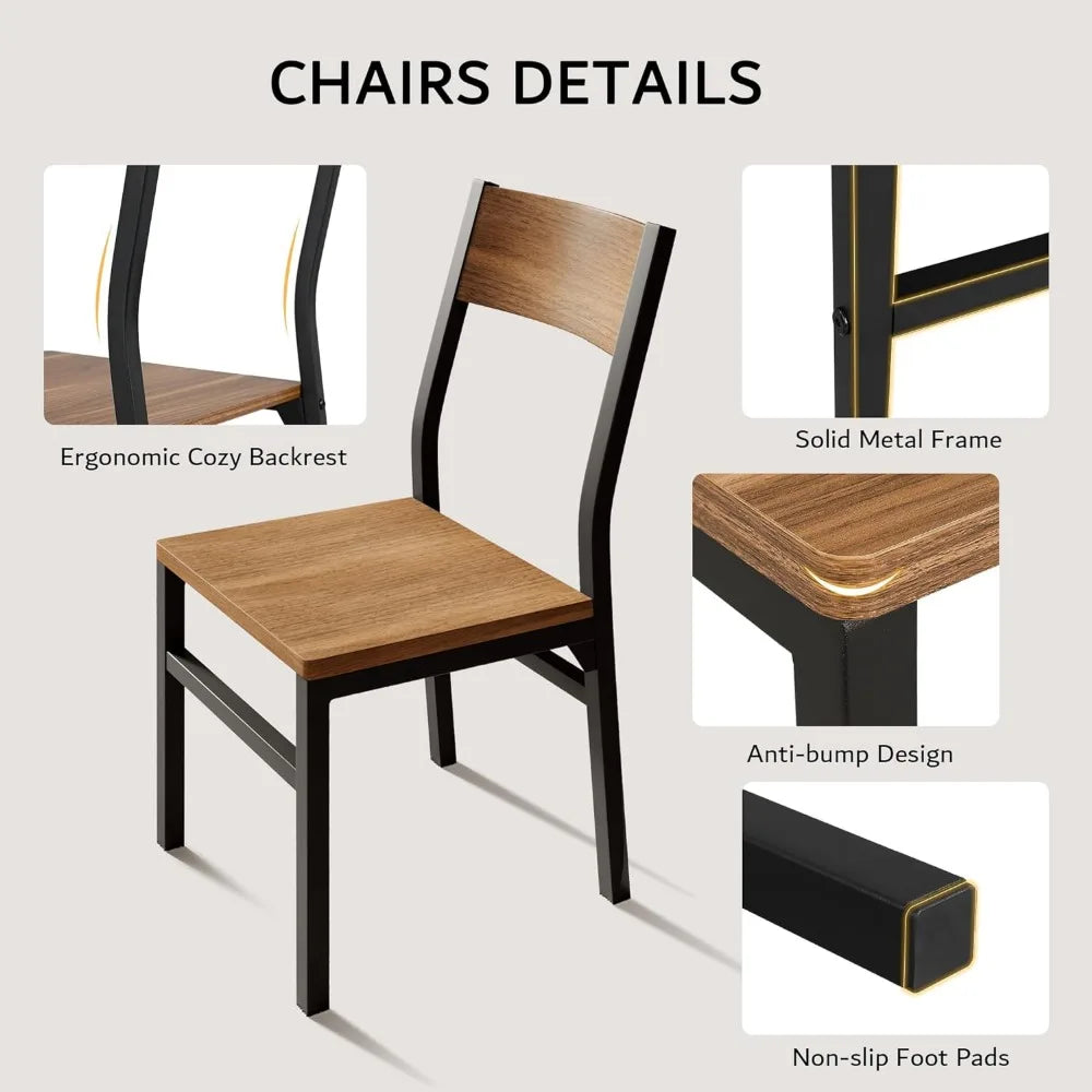 Extendable Modern Walnut Dining Table and Chair Set – 7-Piece Set for 4-8 Persons