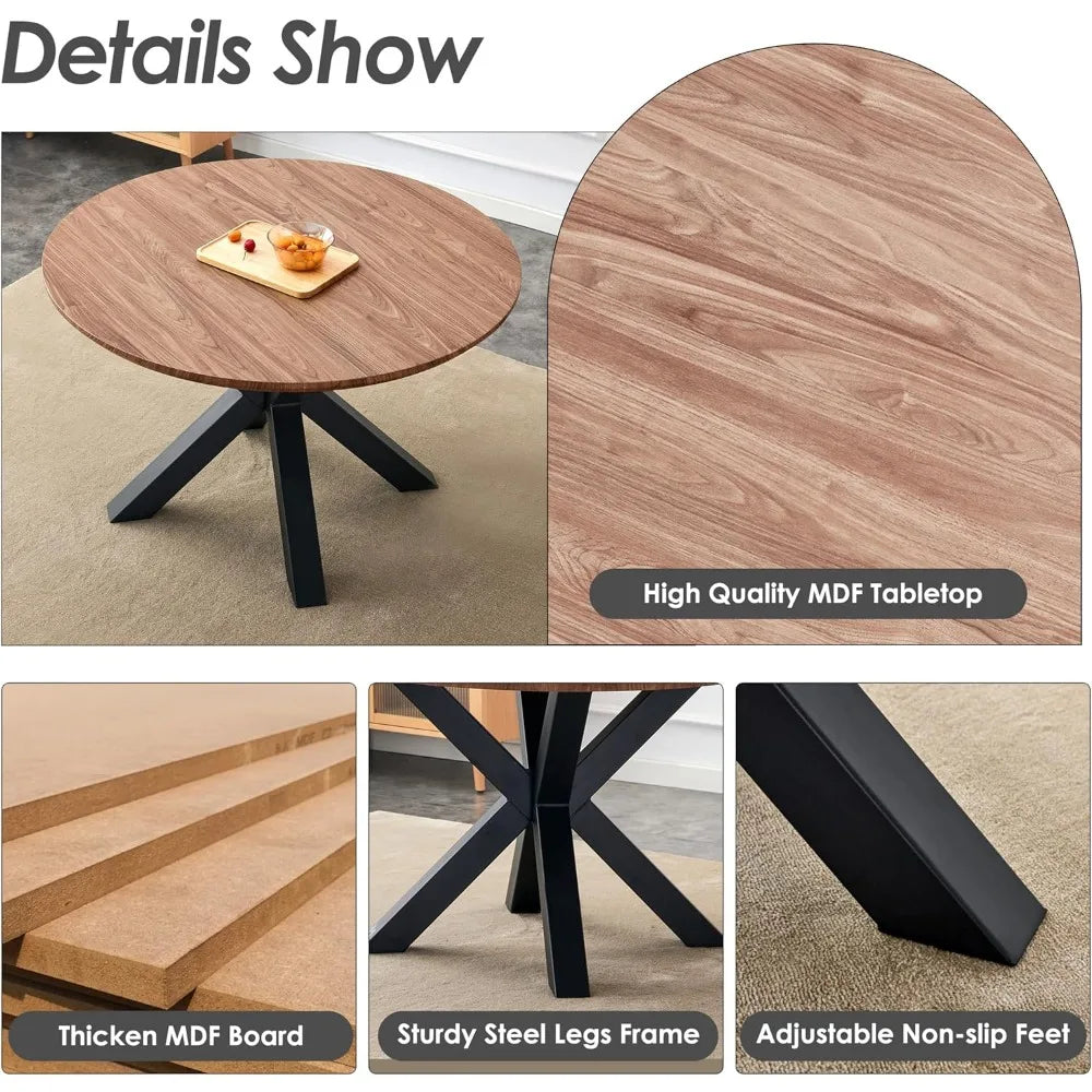 5-Piece Modern Dining Table Set – MDF Table with 4 Boucle Fabric Chairs, Scratch-Resistant, Minimalist Design
