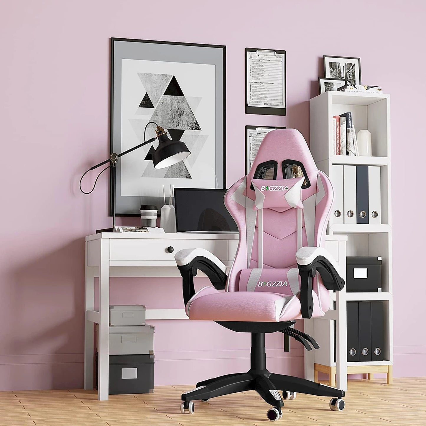 Ergonomic Gaming Chair with Lumbar Cushion & Headrest, Height-Adjustable Office Chair for Gamers - Multiple Color Options
