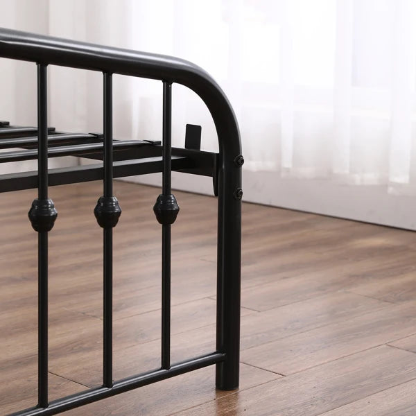 Curved Frame Iron Bed with Decorative Ball Detail