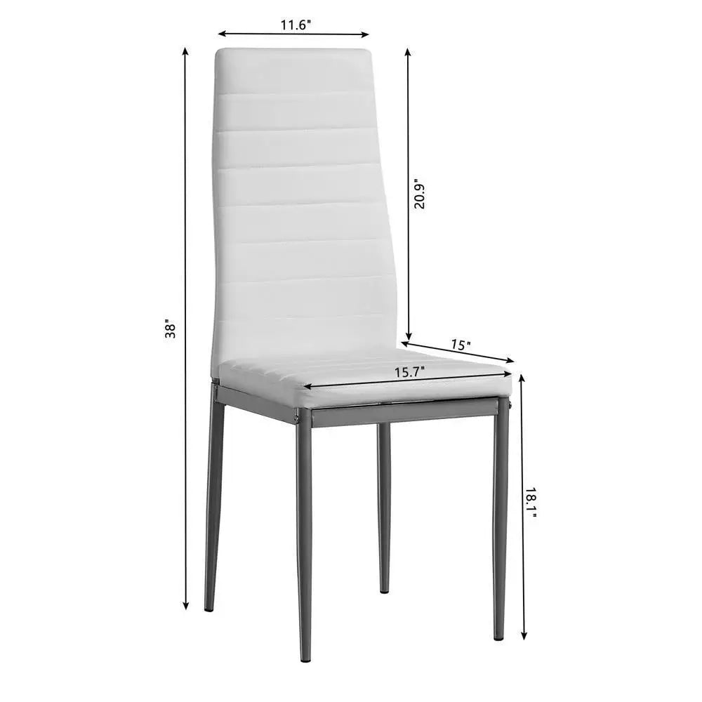 5-Piece Tempered Glass Dining Set – Modern Dining Table with 4 PU Leather Chairs, Stainless Steel Frame
