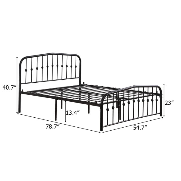 Curved Frame Iron Bed with Decorative Ball Detail