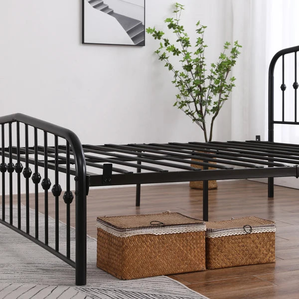 Curved Frame Iron Bed with Decorative Ball Detail