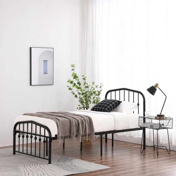 Curved Frame Iron Bed with Decorative Ball Detail