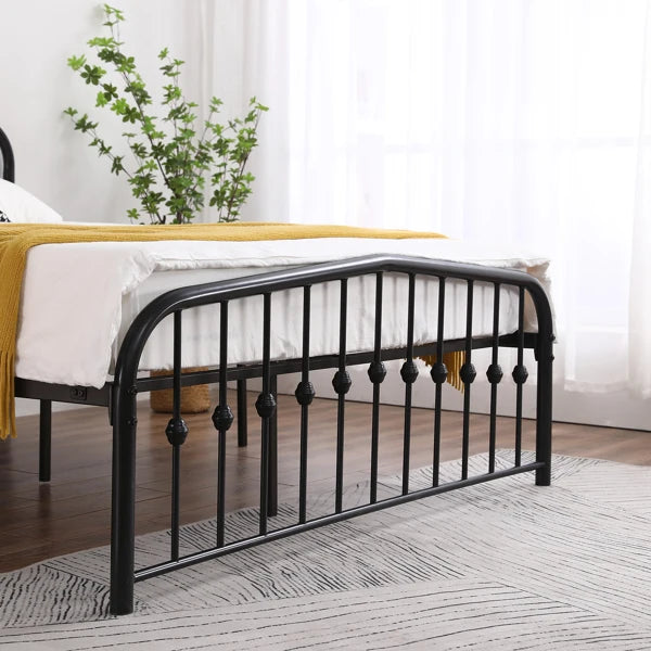Curved Frame Iron Bed with Decorative Ball Detail