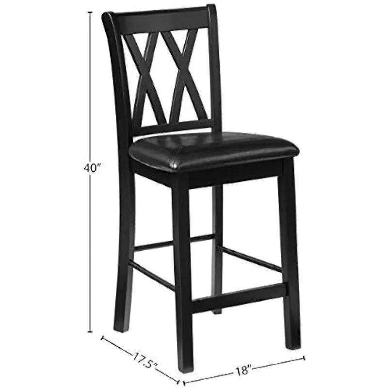 5-Piece Solid Oak Dining Set – Square Dining Table with 4 Chairs, Modern Chinese Style, Black Finish