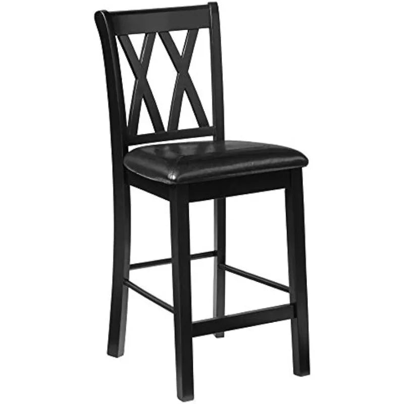 5-Piece Solid Oak Dining Set – Square Dining Table with 4 Chairs, Modern Chinese Style, Black Finish
