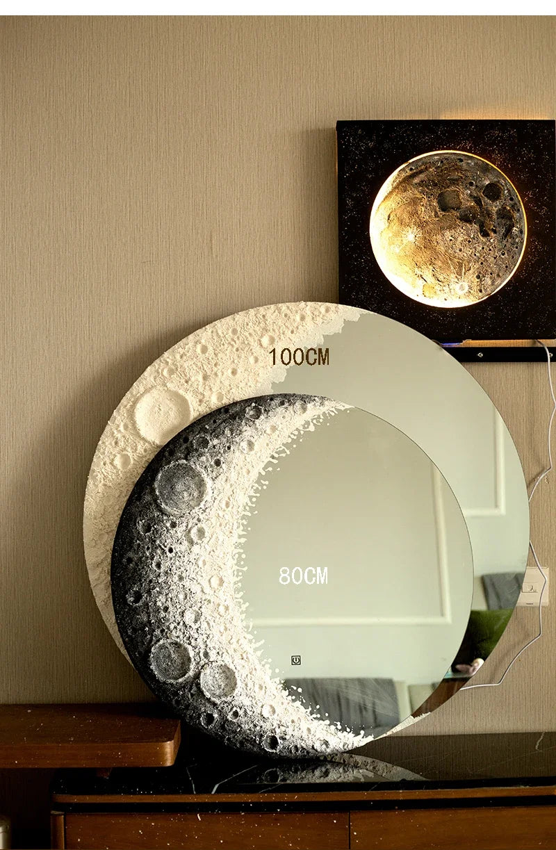 Round Nordic Wall Mirror Art Free Shipping Modern Design Moon Makeup Mirror Korean Dekoracyjne Lustra Bedroom Decoration CX649FT