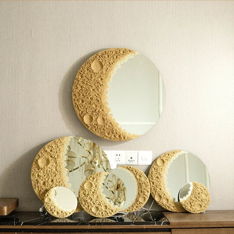 Round Nordic Wall Mirror Art Free Shipping Modern Design Moon Makeup Mirror Korean Dekoracyjne Lustra Bedroom Decoration CX649FT
