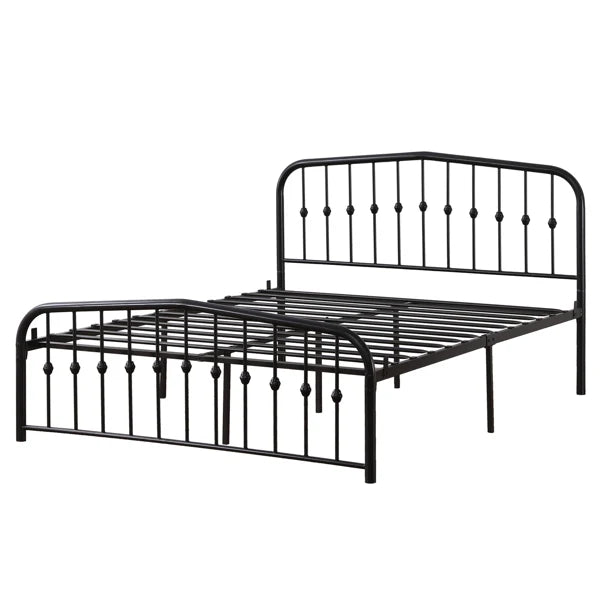Curved Frame Iron Bed with Decorative Ball Detail