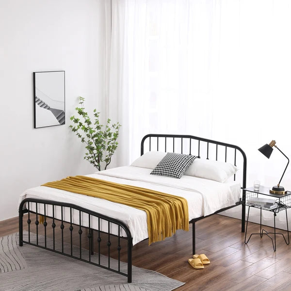 Curved Frame Iron Bed with Decorative Ball Detail
