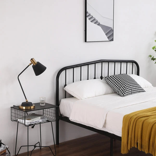 Curved Frame Iron Bed with Decorative Ball Detail