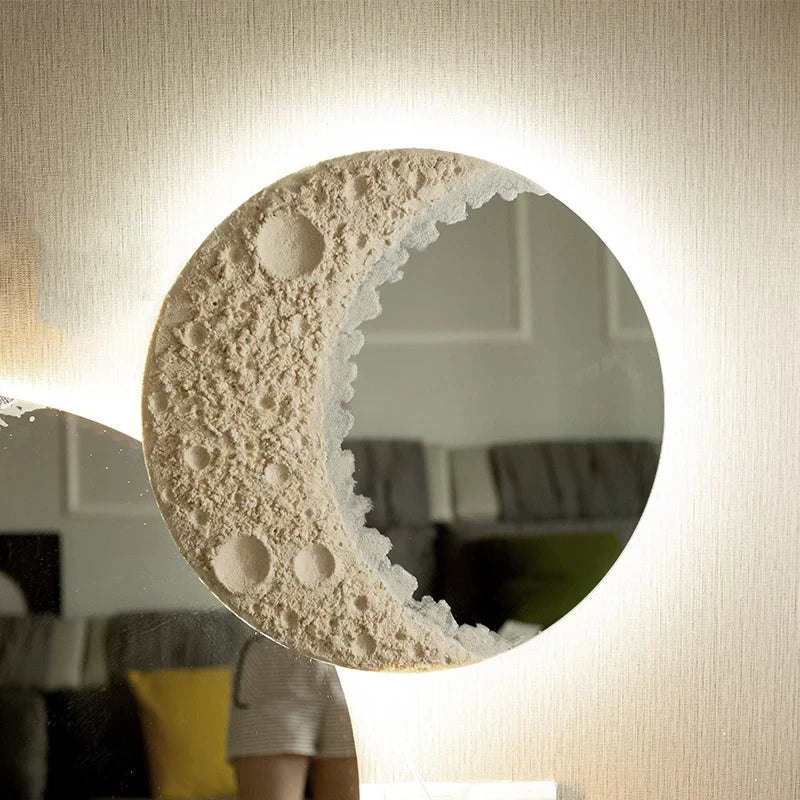 Round Nordic Wall Mirror Art Free Shipping Modern Design Moon Makeup Mirror Korean Dekoracyjne Lustra Bedroom Decoration CX649FT