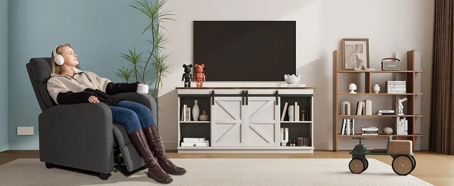 Adjustable Recliner Chair with Breathable Fabric – Modern Style Living Room Leisure Chair, Push-Back Reclining, 90°-165° Adjustable Footrest