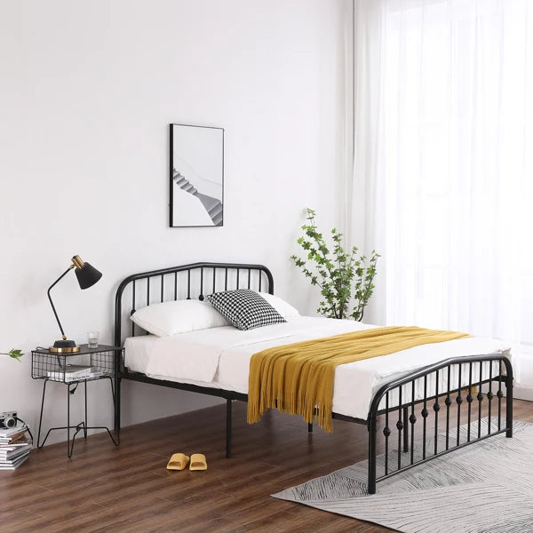 Curved Frame Iron Bed with Decorative Ball Detail