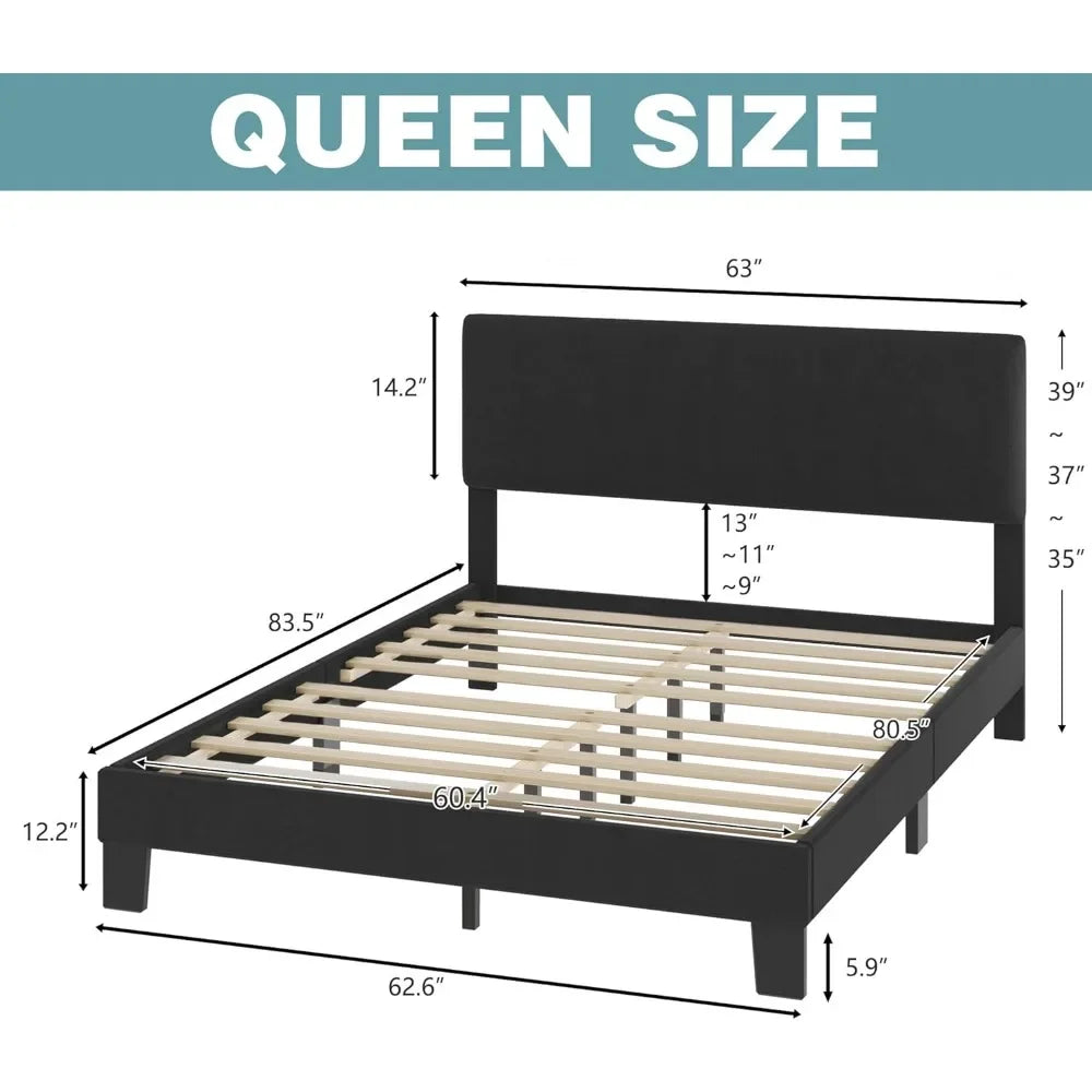 Adjustable Upholstered Bed Frame with Storage - Modern Style