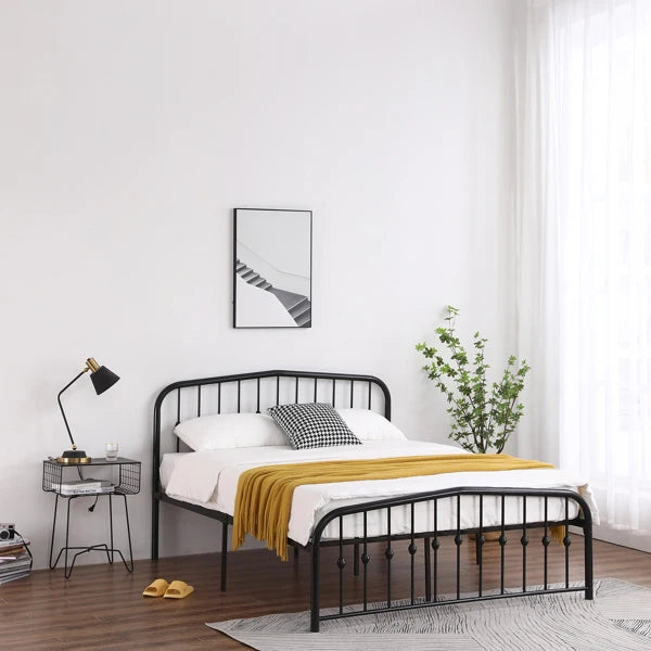Curved Frame Iron Bed with Decorative Ball Detail