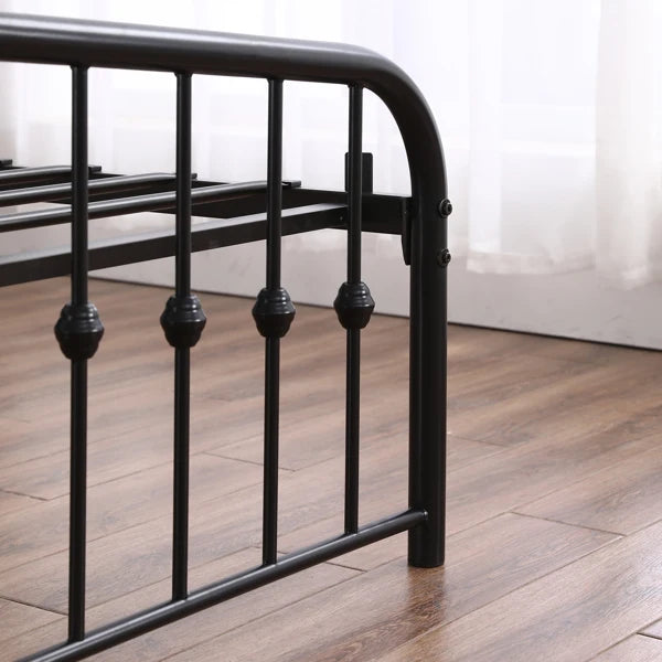 Curved Frame Iron Bed with Decorative Ball Detail