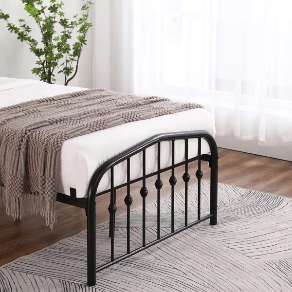 Curved Frame Iron Bed with Decorative Ball Detail
