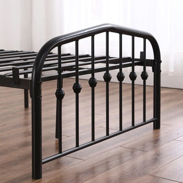 Curved Frame Iron Bed with Decorative Ball Detail