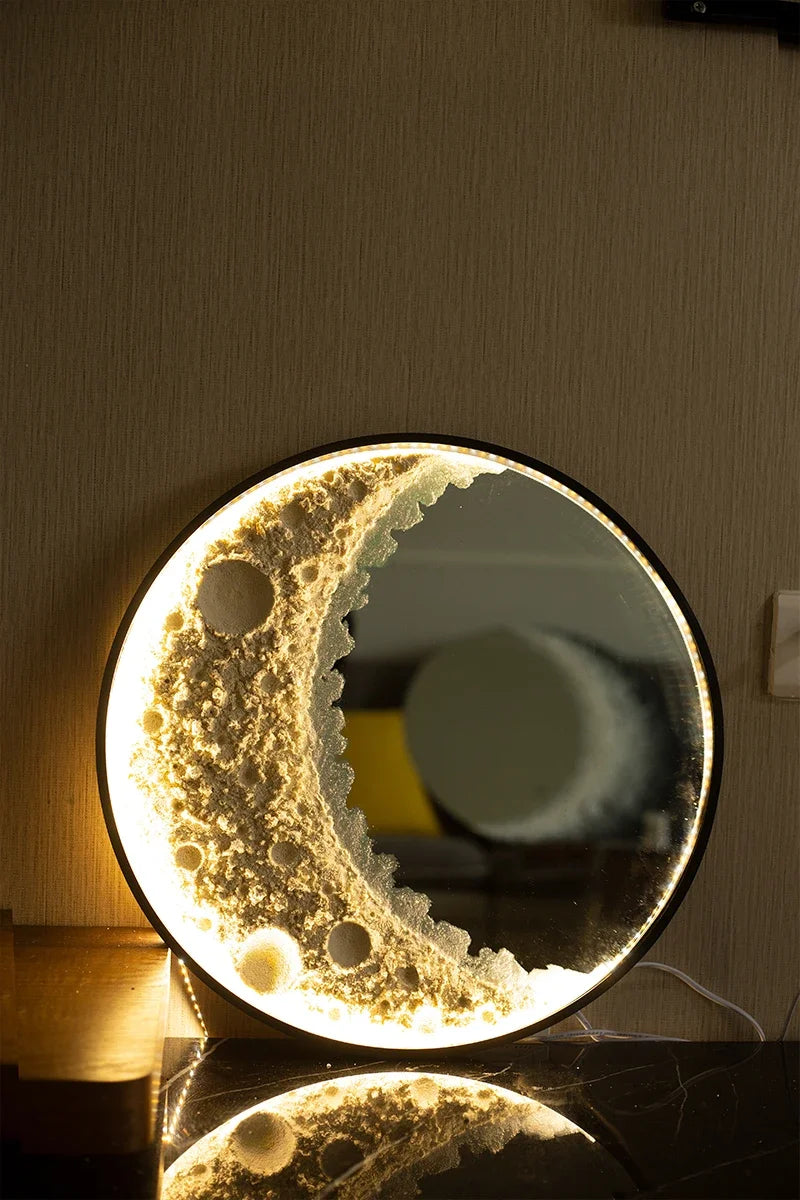 Round Nordic Wall Mirror Art Free Shipping Modern Design Moon Makeup Mirror Korean Dekoracyjne Lustra Bedroom Decoration CX649FT