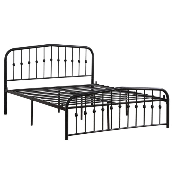 Curved Frame Iron Bed with Decorative Ball Detail