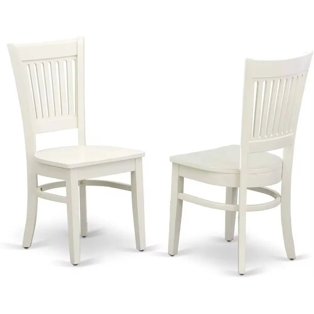 3-Piece Dining Room Set – Round Pedestal Table and 2 Wooden Chairs, 36"x36", Linen White