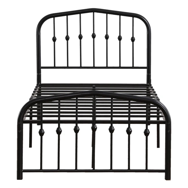 Curved Frame Iron Bed with Decorative Ball Detail