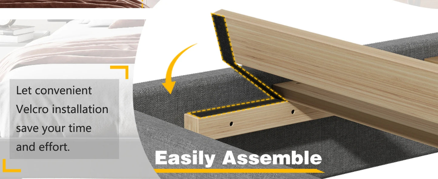 Adjustable Upholstered Bed Frame with Storage - Modern Style