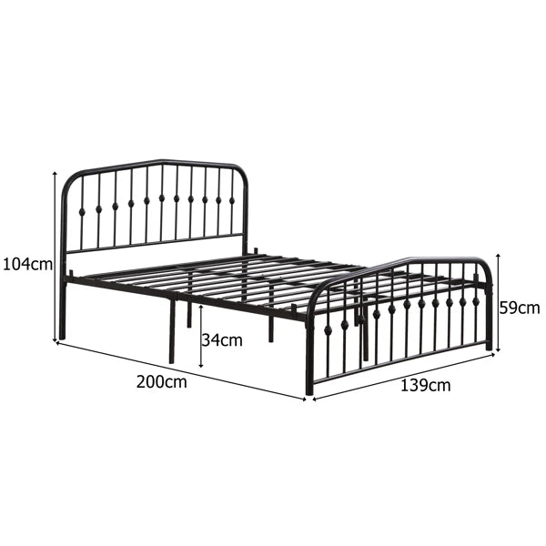 Curved Frame Iron Bed with Decorative Ball Detail