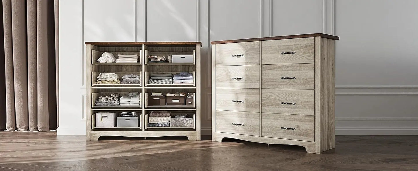 Modern Bedroom Dresser – Sleek and Stylish Storage Solution with Anti-Tip Kit, Ideal for Organizing Your Space - 8 Drawers