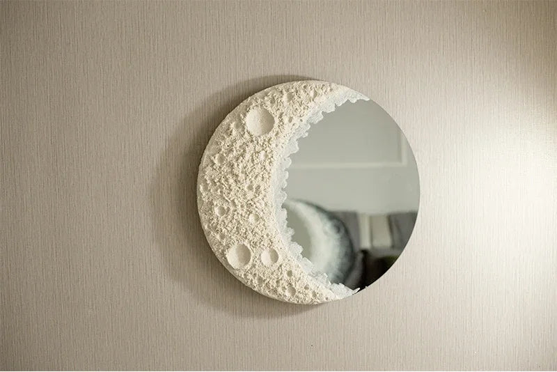 Round Nordic Wall Mirror Art Free Shipping Modern Design Moon Makeup Mirror Korean Dekoracyjne Lustra Bedroom Decoration CX649FT