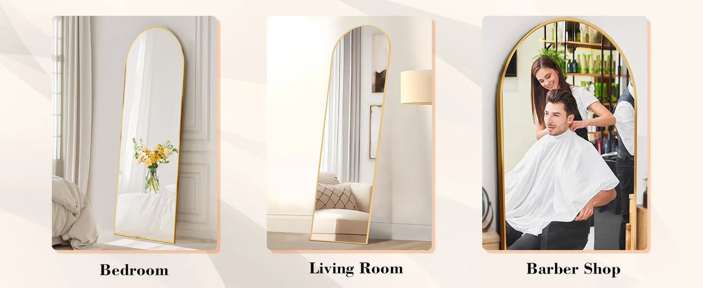 Full-Length Standing Mirror with Aluminum Alloy Frame - Minimalist Modern Design