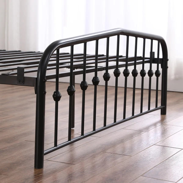 Curved Frame Iron Bed with Decorative Ball Detail