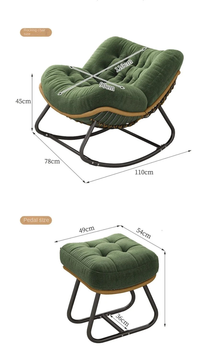 Modern Minimalist Chaise Lounge – Upholstered Fabric Living Room Furniture, 78 x 110 x 45 cm