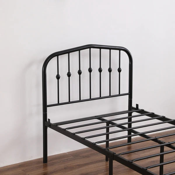 Curved Frame Iron Bed with Decorative Ball Detail