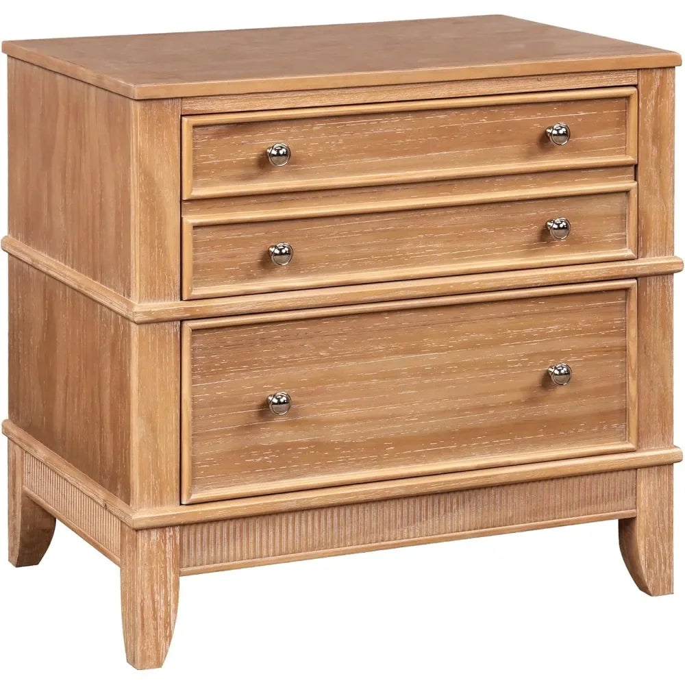 Hazel 3-Drawer Nightstand – Modern Rustic Charm for Your Bedroom