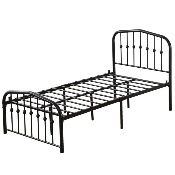 Curved Frame Iron Bed with Decorative Ball Detail